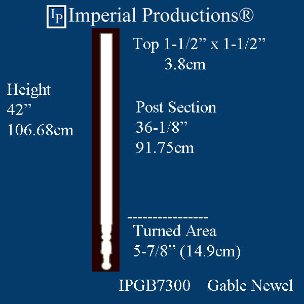 IPGB7300-POL Gable Newel Post 42" ArchPolymer Print PDF Brochure to order FOB Factory Price $136.86