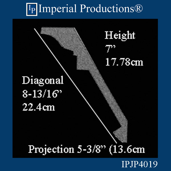 IPJP4019-POL-PK4 Classical Crown 7" High, 5-3/8" Projection, 2 Packs of 70" Each, ArchPolymer, 4 Packs=46.66 Feet