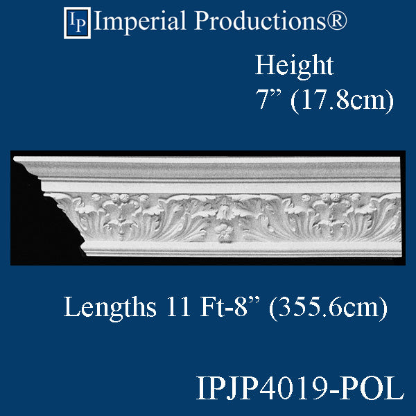 IPJP4019-POL-PK4 Classical Crown 7" High, 5-3/8" Projection, 2 Packs of 70" Each, ArchPolymer, 4 Packs=46.66 Feet