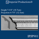 IPJP901-POL-PK4 Classical Crown 7-3/8" High, 4-7/8" Projection, ArchPolymer, 2 @ 6Ft- Sold in Pack of 4 = 48 LinFT