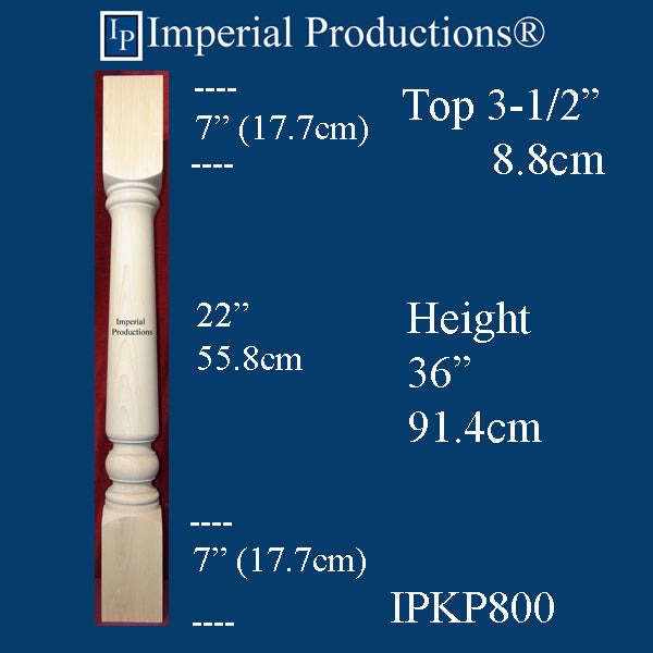 IPKP800-HMAP Colonial Kitchen Post 36" x 3-1/2" x 3-1/2" Hard Maple Pack of 2