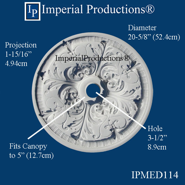 IPMED114-POL Acanthus Medallion 20-5/8" (52.4cm) ArchPolymer