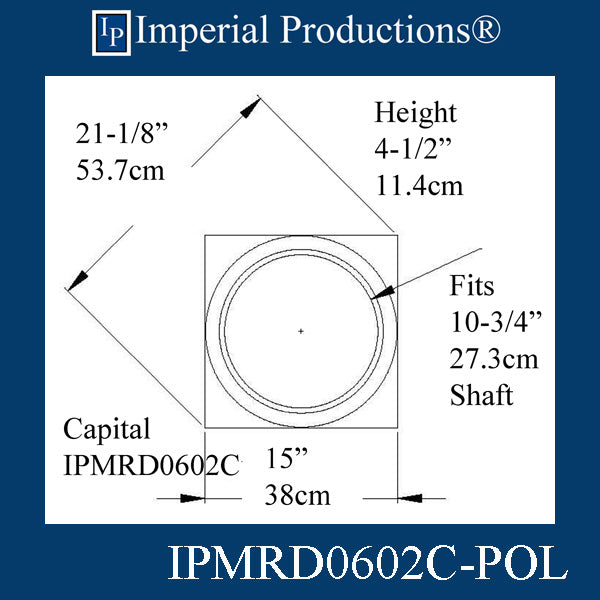 IPMRD0602-CAP-POL-PK2 Tuscan Capital Hole 10-3/4" ArchPolymer Pack of 2