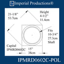 IPMRD0602C-POL-PK2 Tuscan Capital -Hole 10-3/4" Pack of 2