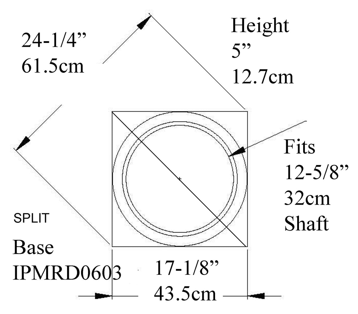 IPMRD0603-BASE-SPLIT-POL-PK2 Tuscan Base Hole 12-5/8" ArchPolymer SPLIT Pack of 2 Add to Cart for Shipping or Free Depot Pickup