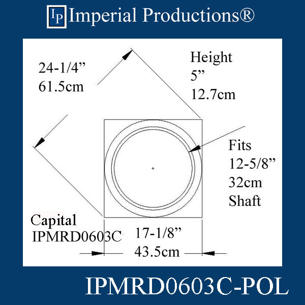 IPMRD0603C-POL-PK2 Tuscan Capital Hole 12-5/8" ArchPolymer Pack of 2