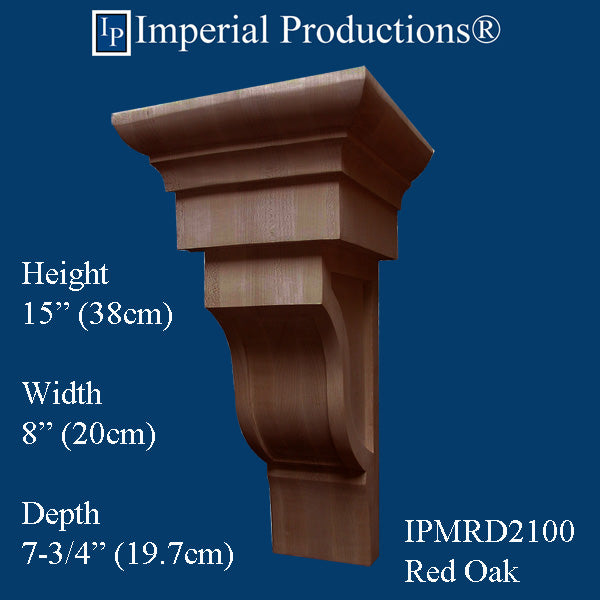 IPMRD2100-ROK Mission Corbel 15" high x 8" wide x 7-3/4" deep Red Oak Pack of 2