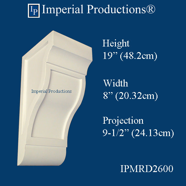 IPMRD2600-POL Corbel 19" High Mission Style ArchPolymer, Each