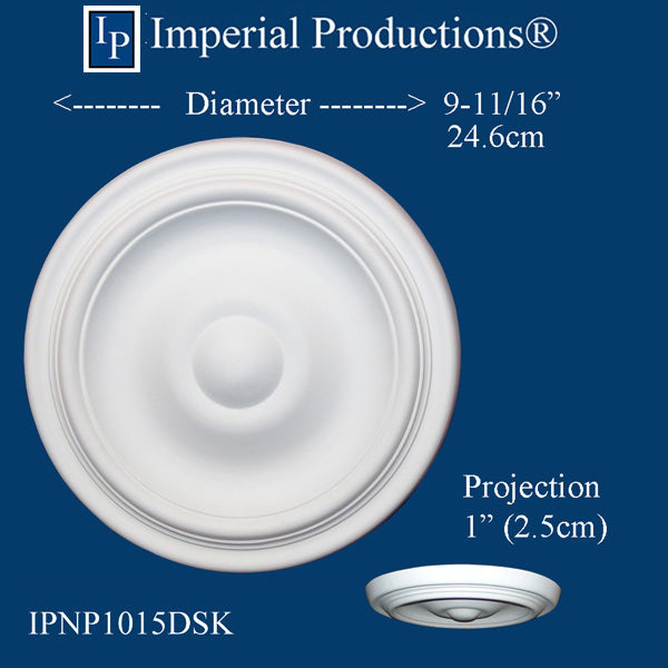 IPNP1015-POL Colonial Ceiling Medallion 9-11/16" (24.6cm) ArchPolymer Each