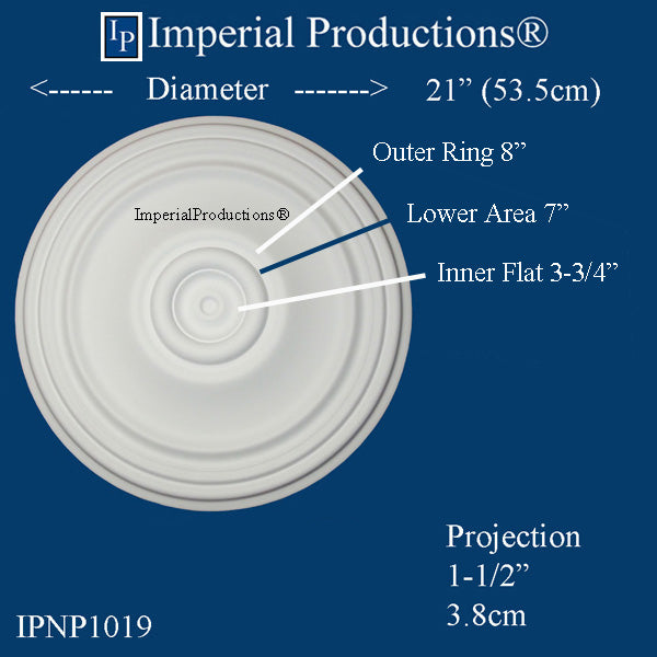 IPNP1019-POL Art Deco/Colonial Medallion 21" (53.34cm) ArchPolymer, Add to Cart for Shipping or Free Depot Pickup