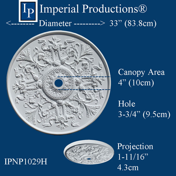 IPNP1029H-POL Art Nouveau Ceiling Medallion 33" (83.82cm)