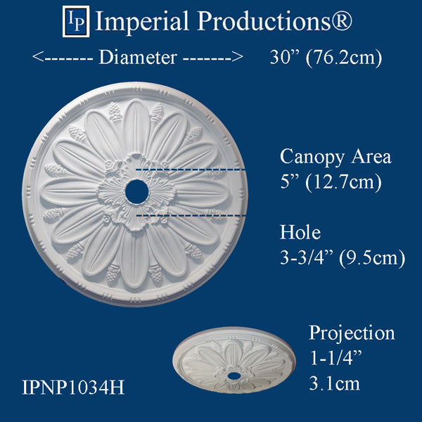 IPNP1034H-POL Art Nouveau Medallion 30" (76.2cm) ArchPolymer, Add to Cart for Shipping or Free Depot Pickup