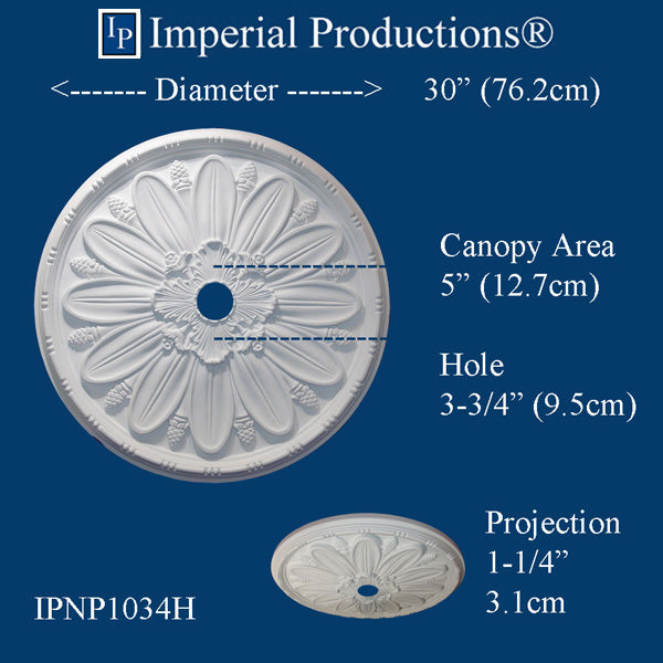 IPNP1034H-POL Art Nouveau Medallion 30" (76.2cm) ArchPolymer