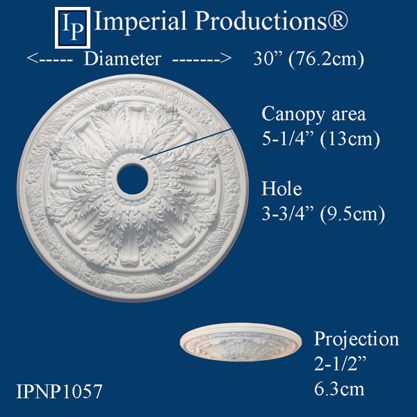 IPNP1057-POL Acanthus Medallion 30" ArchPolymer, Add to Cart for Shipping Costs or Free Depot Pickup