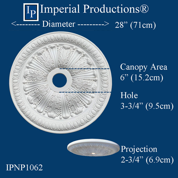 IPNP1062-POL Acanthus Medallion 28" ArchPolymer, Add to Cart for Shipping or Free Depot Pickup