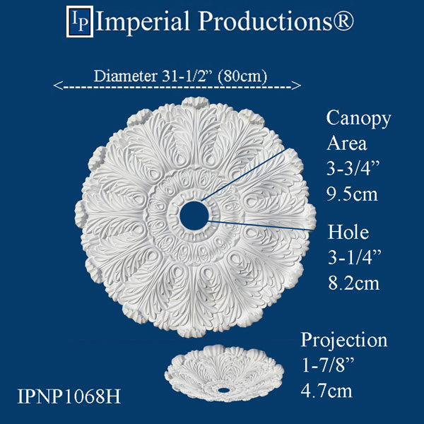 IPNP1068H-POL Art Nouveau Ceiling Medallion 30-3/8" (77.15cm)