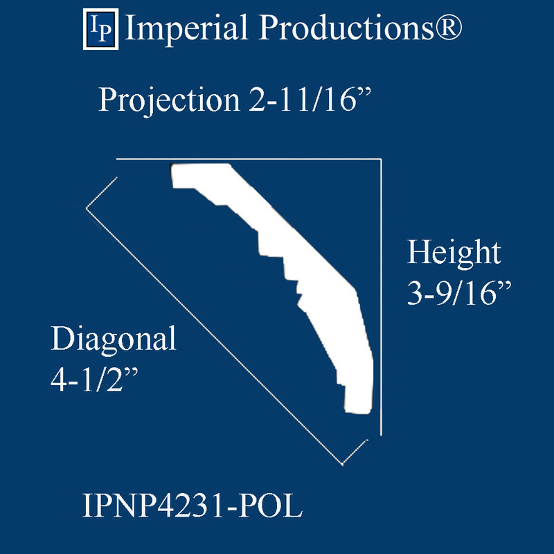 IPNP4231-POL Classical Crown 3-9/16" High - Pack 6