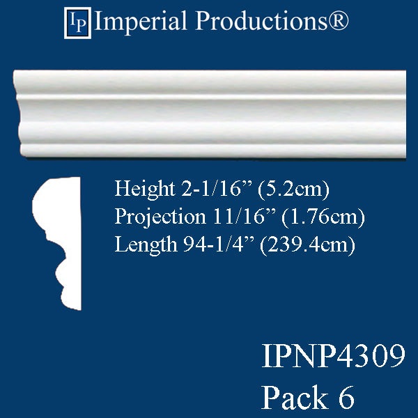 IPNP4309-POL-PK6 Panel Mold Width 2-1/16 inch - 94-1/4 Inches Pack of 6