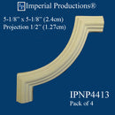 IPNP4413-POL-PK4 Panel Mold Corner 7-7/8" x 7-7/8" matches IPNP4324