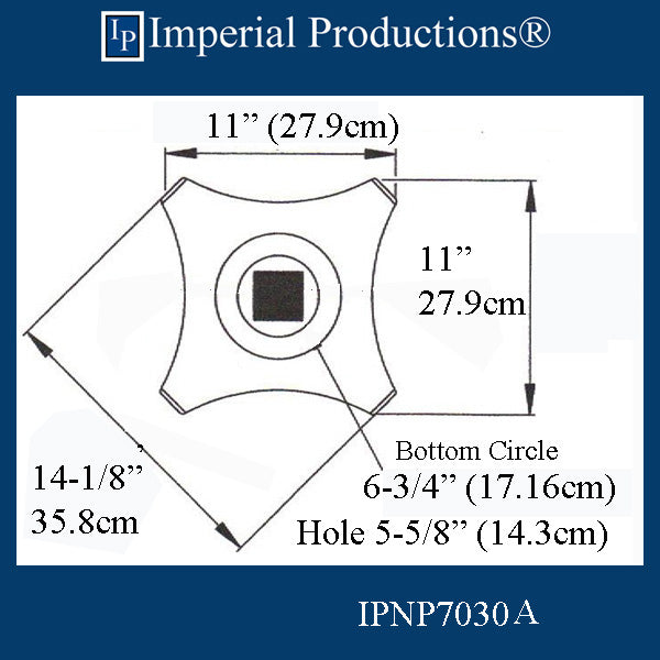 IPNP7030A-POL Roman Corinthian Capital Bottom Circle 6-3/4", Sold in Packs of 2