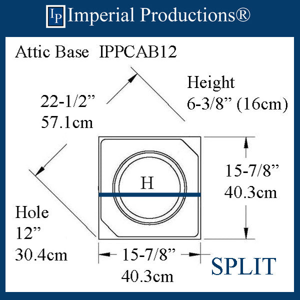 IPPCAB12-FRP-SPLIT-PK2 Attic Base Hole 12" FRP-PolyComp pack of 2