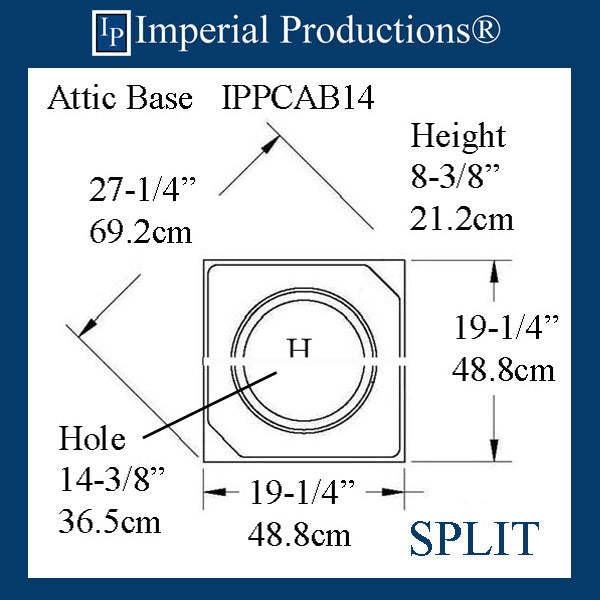 IPPCAB14-FRP-SPLIT-PK2 Attic Base Hole 14-3/8" FRP-PolyComp SPLIT pack of 2