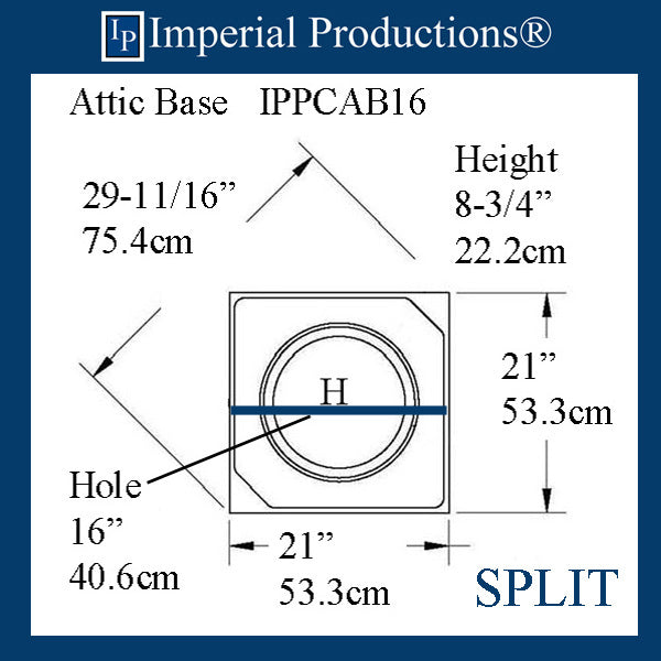 IPPCAB16-FRP-SPLIT-PK2 Attic Base Hole 16" FRP-PolyComp SPLIT pack of 4