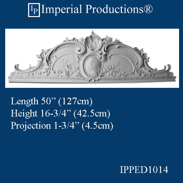 IPPED1014-GRG Pediment GRG-NeoPlaster 50" x 16-3/4" x 1-3/4"