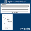 IPPED3531-POL Square Pediment 81" wide x 11" high with dentil