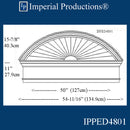 IPPED4801-POL Sunburst Pediment with Header with 54-11/16" wide x 26-7/8" high