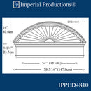 IPPED4810-POL Sunburst Pediment with Header with 58-3/16" wide x 25-1/4" high