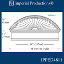 IPPED4811-POL Sunburst Pediment with Header with 58-3/16" wide x 27" high