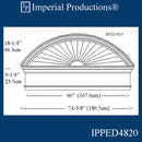 IPPED4820-POL Sunburst Pediment with Header with 74-5/8" wide x 27-1/2" high