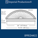 IPPED4822-POL Sunburst Pediment with Header with 74-5/8" wide x 27-1/2" high