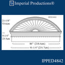 IPPED4842-POL Sunburst Pediment with Header with 91-1/4" wide x 30-3/8" high
