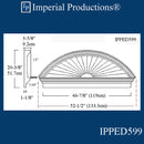 IPPED599-POL Sunburst Pediment 52-1/2" wide x 20-3/8" high
