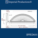 IPPED601-POL Sunburst Pediment 58-3/4" wide x 22" high