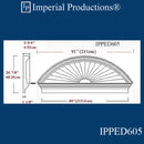 IPPED605-POL Sunburst Pediment 91" wide x 26-7/8" high