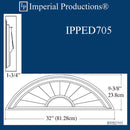 IPPED705-POL Sunburst Pediment 32" wide x 9" high