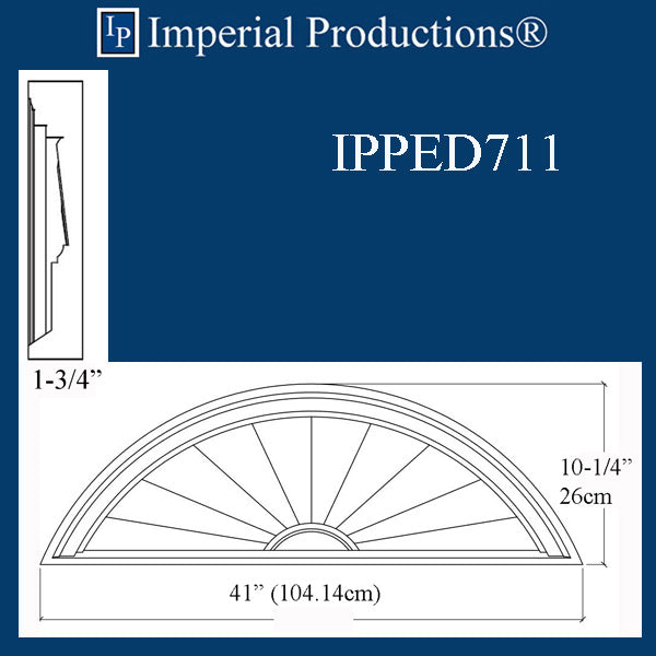 IPPED711-POL Sunburst Pediment 41" wide x 10" high