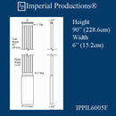 IPPIL6605F-POL Fluted Pilaster 90" x 6" wide, ArchPolymer, Price / Pair, 2 weeks production