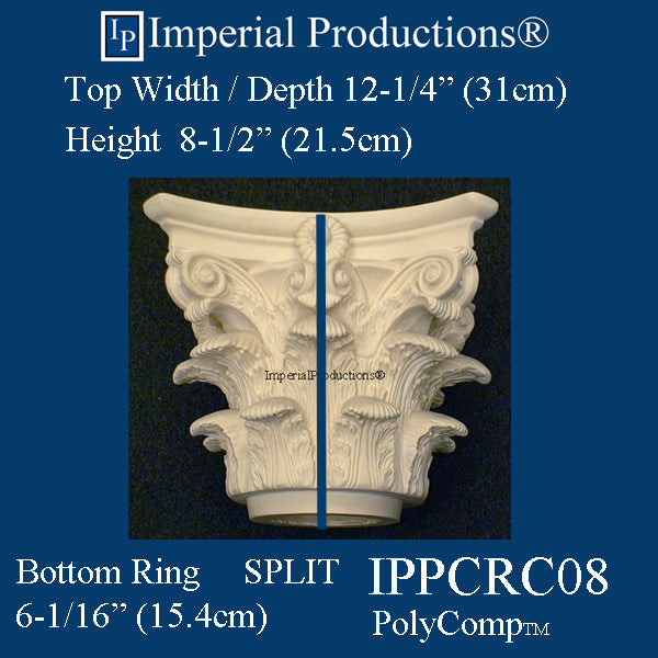 IPPCRC08-PCOMP-SPLIT-PK2 Roman Corinthian Capital PolyComp Split, Ring 6-1/6" Pack of 2