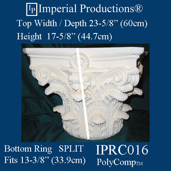 IPRC016-PCOMP-SPLIT-PK2 Roman Corinthian Capital SPLIT PolyComp Fits 13-3/8" Pack of 2