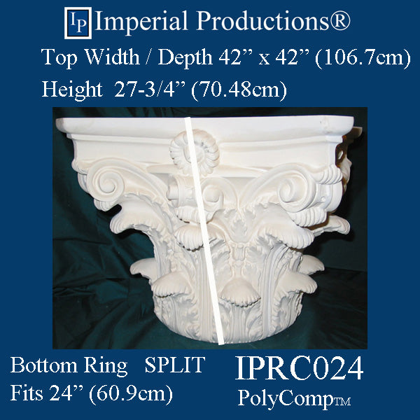 IPRC024-PCOMP-SPLIT-PK2 Roman Corinthian SPLIT Capital PolyComp Fits 24" Pack of 2