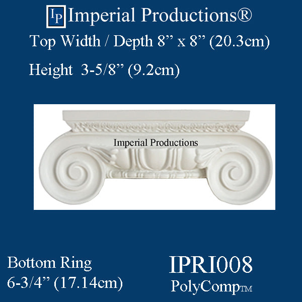 IPRI008-PCOMP-PK2 Roman Ionic Capital PolyComp Ring 6-3/4" Pack of 2