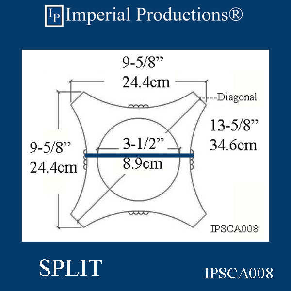 IPSCA008-POL-SPLIT-PK2 Scamozzi Split Capital Bottom Circle 6-1/4" Sold Pack 2