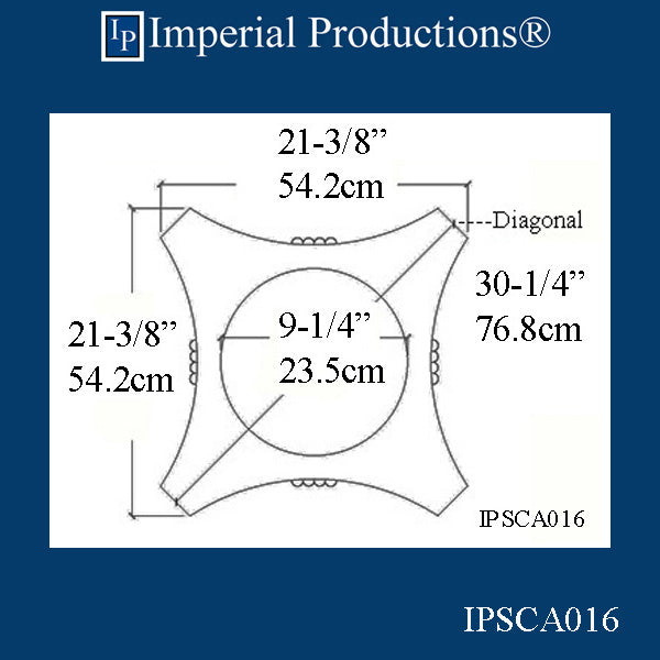 IPSCA016-FRP-PolyComp Scamozzi Capital Inside Hole 9-1/4" Custom Quoted
