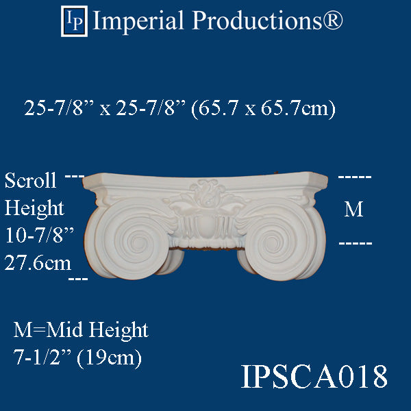 IPSCA018-FRP-PolyComp Scamozzi Capital Inside Hole 11-3/8", Custom Quoted
