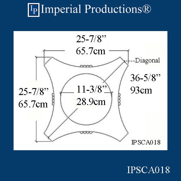 IPSCA018-FRP-PolyComp Scamozzi Capital Inside Hole 11-3/8", Custom Quoted