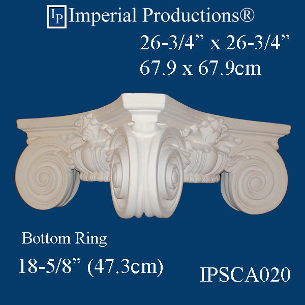 IPSCA020-FRP-PolyComp Scamozzi Capital Fits 17" Top of shaft, Custom Quoted